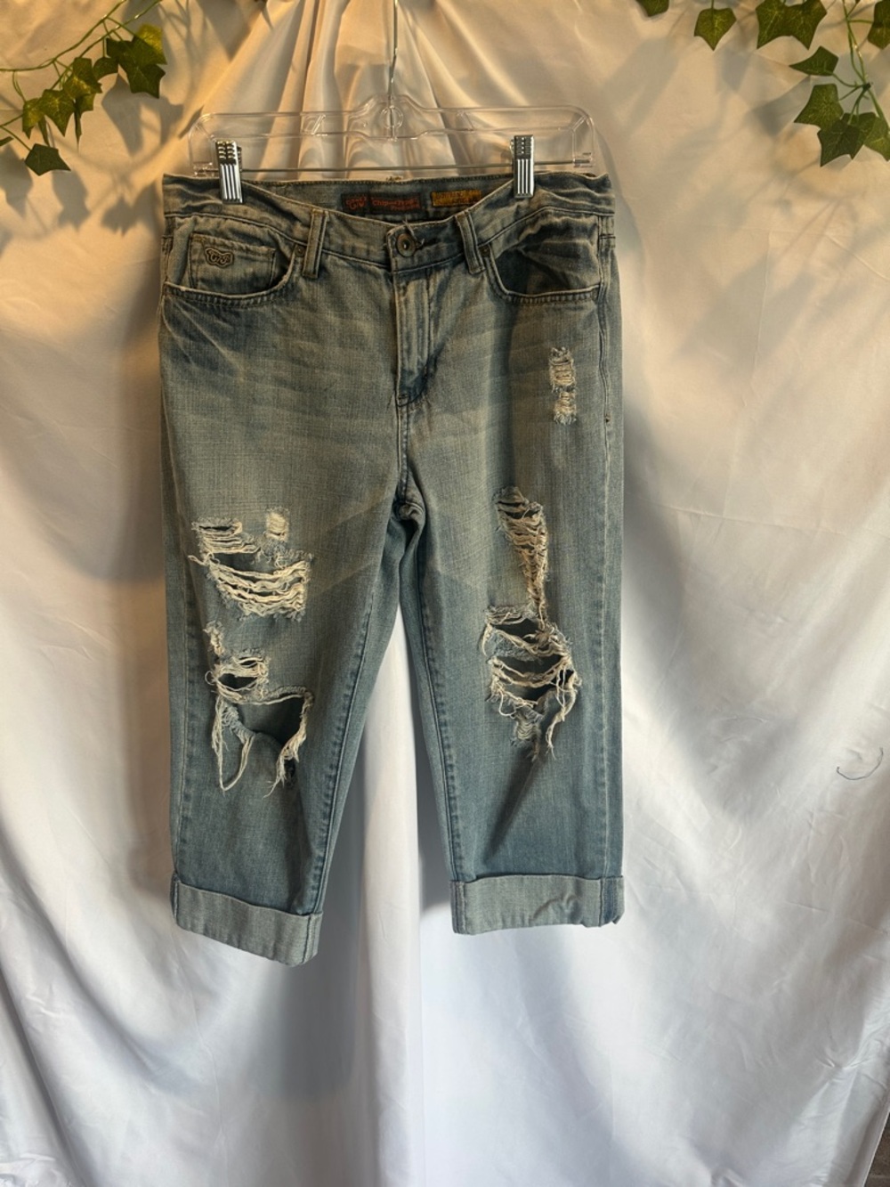 Chip & Pepper Light Blue Distressed Relaxed women’s cropped cuffed Jeans